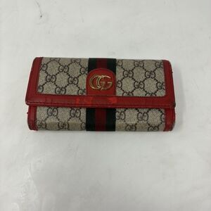 Gucci GG Canvas Wallet Red Trim with Logo Accent